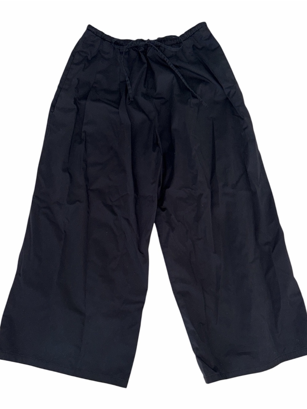 Womens Black Wide-Leg Drawstring Pants